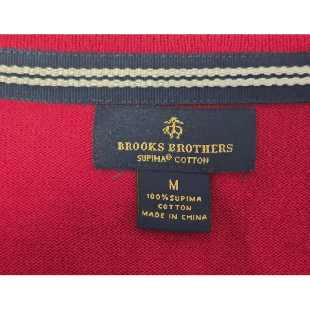 Brooks Brothers Mens‎ Size XL 100% Supima Cotton Red Long Sleeve V Neck Pullover